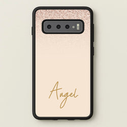 Peach Glitter Personalised Name  - Personalised Phone Case for Galaxy S10 Plus