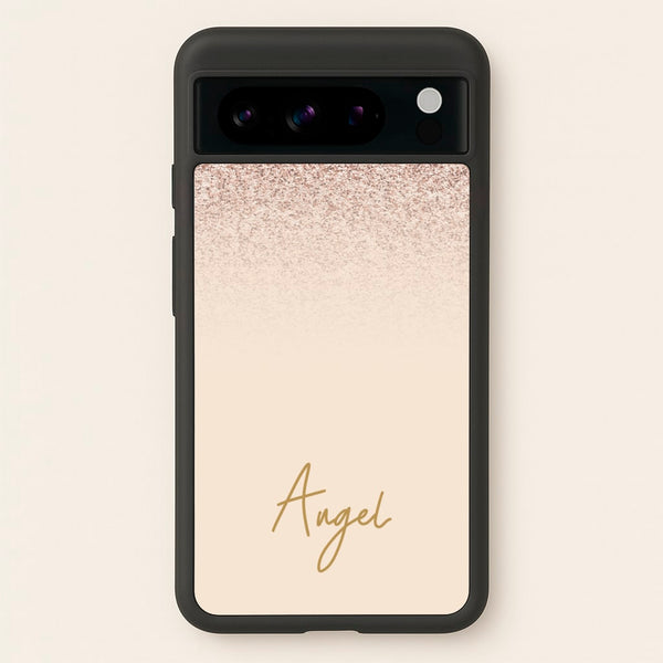 Peach Glitter Personalised Name  - Personalised Phone Case for Google Pixel 8 Pro