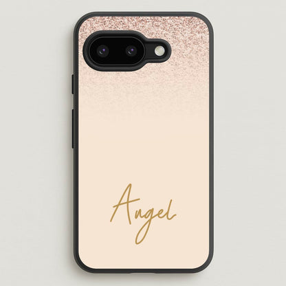 Peach Glitter Personalised Name  - Personalised Phone Case for Google Pixel 9a