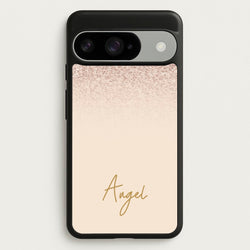 Peach Glitter Personalised Name Phone Case for Google Pixel 10 / 10 Pro