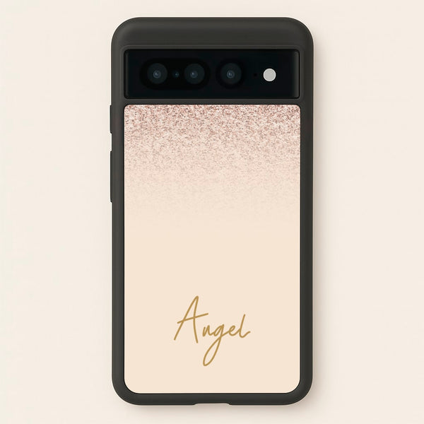 Peach Glitter Personalised Name  - Personalised Phone Case for Google Pixel 7 Pro