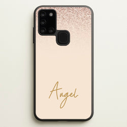 Peach Glitter Personalised Name  - Personalised Phone Case for Galaxy A21s