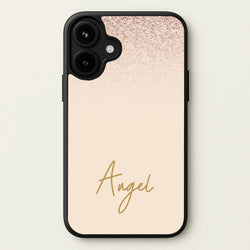 Peach Glitter Personalised Name Phone Case for iPhone 17