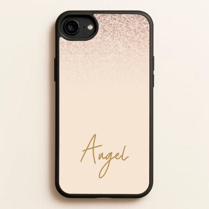 Peach Glitter Personalised Name  - Personalised Phone Case for iPhone 6 / 7 / 8 / SE