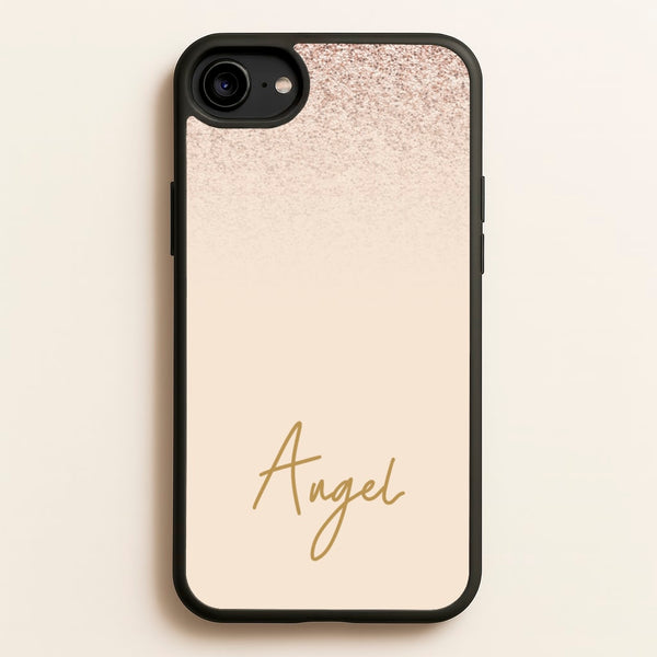 Peach Glitter Personalised Name  - Personalised Phone Case for iPhone 6 / 7 / 8 / SE