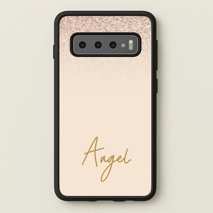 Peach Glitter Personalised Name  - Personalised Phone Case for Galaxy S10