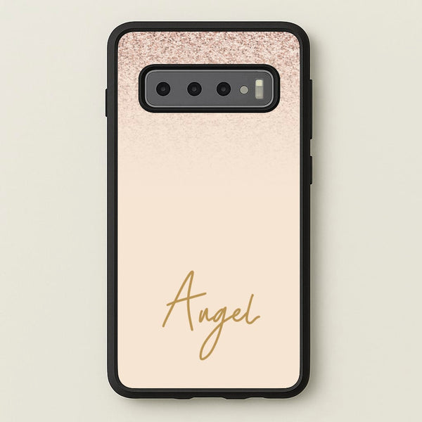 Peach Glitter Personalised Name  - Personalised Phone Case for Galaxy S10