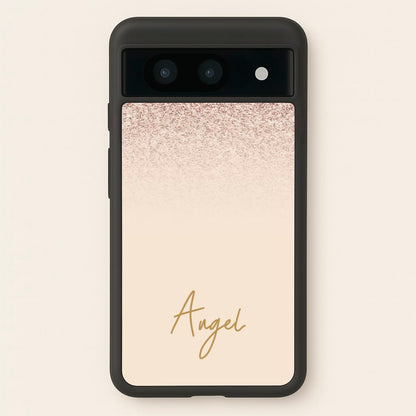 Peach Glitter Personalised Name  - Personalised Phone Case for Google Pixel 8a