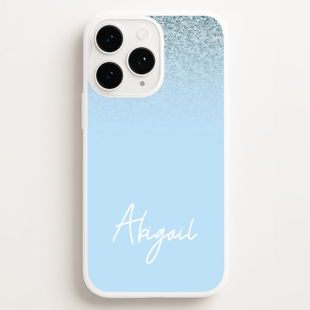 Blue Glitter Personalised Name Phone Case