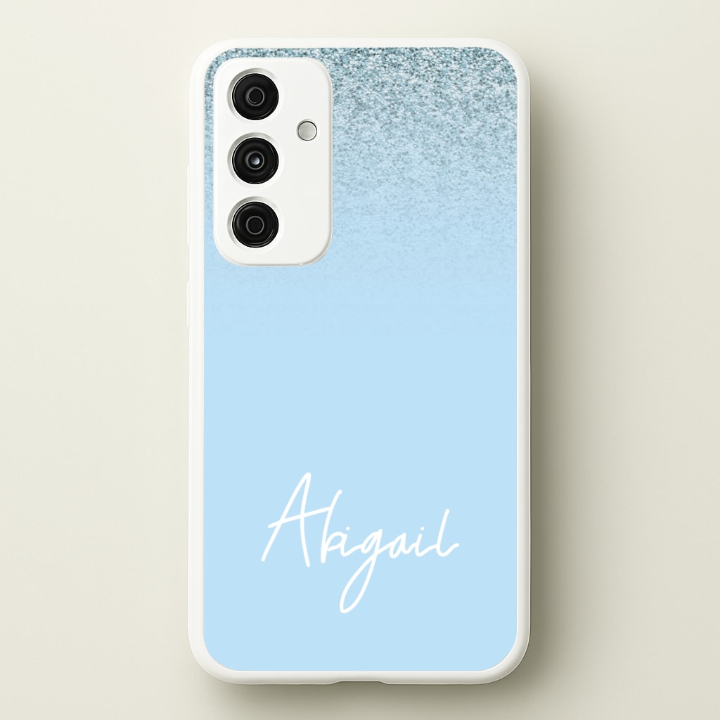 Blue Glitter Personalised Name  - Personalised Phone Case for Galaxy A55