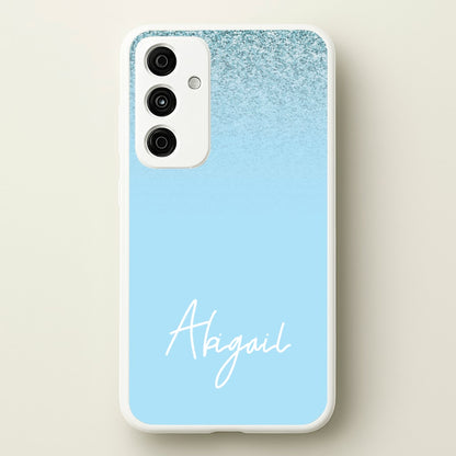 Blue Glitter Personalised Name  - Personalised Phone Case for Galaxy A55