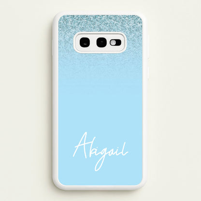 Blue Glitter Personalised Name  - Personalised Phone Case for Galaxy S10e