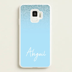 Blue Glitter Personalised Name  - Personalised Phone Case for Galaxy S9