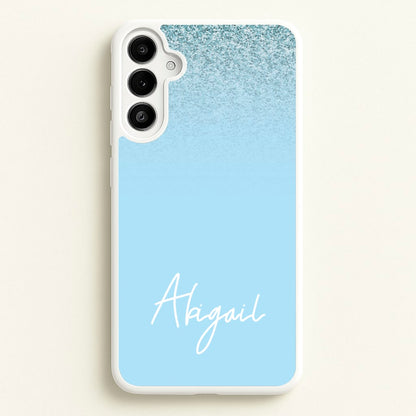 Blue Glitter Personalised Name  - Personalised Phone Case for Galaxy A36