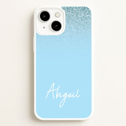 Blue Glitter Personalised Name  - Personalised Phone Case for iPhone 13 Mini