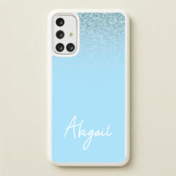 Blue Glitter Personalised Name  - Personalised Phone Case for Galaxy A71