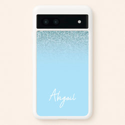 Blue Glitter Personalised Name  - Personalised Phone Case for Google Pixel 6a
