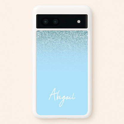 Blue Glitter Personalised Name  - Personalised Phone Case for Google Pixel 6a