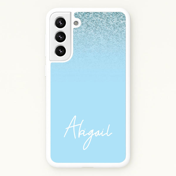 Blue Glitter Personalised Name  - Personalised Phone Case for Galaxy S21 Plus