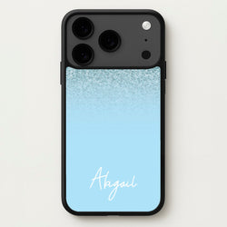 Blue Glitter Personalised Name Phone Case for iPhone 17 Pro