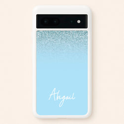 Blue Glitter Personalised Name  - Personalised Phone Case for Google Pixel 7