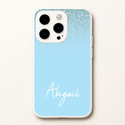 Blue Glitter Personalised Name  - Personalised Phone Case for iPhone 14 Pro