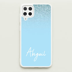 Blue Glitter Personalised Name  - Personalised Phone Case for Galaxy A12