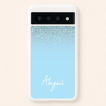 Blue Glitter Personalised Name  - Personalised Phone Case for Google Pixel 7 Pro