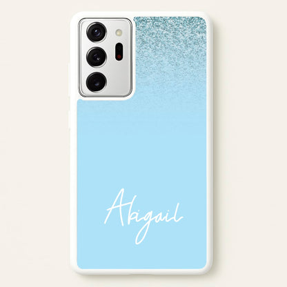 Blue Glitter Personalised Name  - Personalised Phone Case for Galaxy Note 20 Ultra