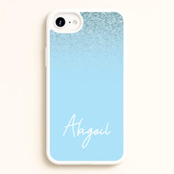 Blue Glitter Personalised Name  - Personalised Phone Case for iPhone 6 / 7 / 8 / SE