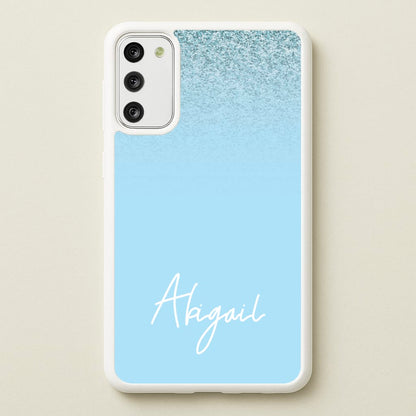 Blue Glitter Personalised Name  - Personalised Phone Case for Galaxy S20