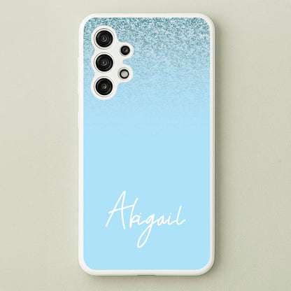 Blue Glitter Personalised Name  - Personalised Phone Case for Galaxy A13
