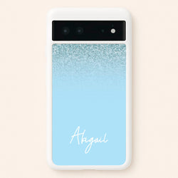 Blue Glitter Personalised Name  - Personalised Phone Case for Google Pixel 6