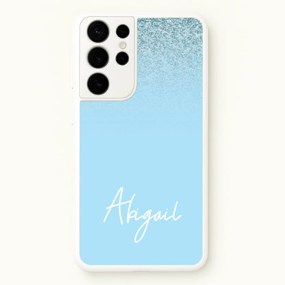Blue Glitter Personalised Name  - Personalised Phone Case for Galaxy S21 Ultra