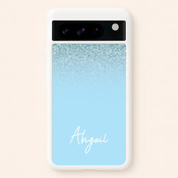 Blue Glitter Personalised Name  - Personalised Phone Case for Google Pixel 8 Pro