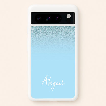 Blue Glitter Personalised Name  - Personalised Phone Case for Google Pixel 8 Pro