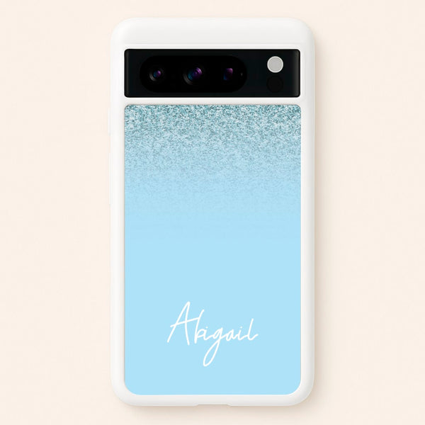 Blue Glitter Personalised Name  - Personalised Phone Case for Google Pixel 8 Pro