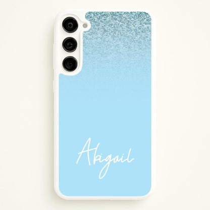 Blue Glitter Personalised Name  - Personalised Phone Case for Galaxy S23