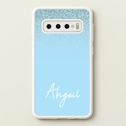 Blue Glitter Personalised Name  - Personalised Phone Case for Galaxy S10 Plus