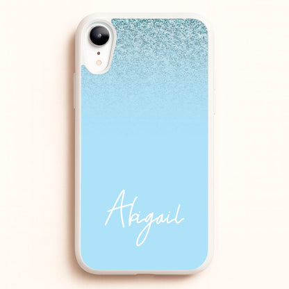 Blue Glitter Personalised Name  - Personalised Phone Case for iPhone XR