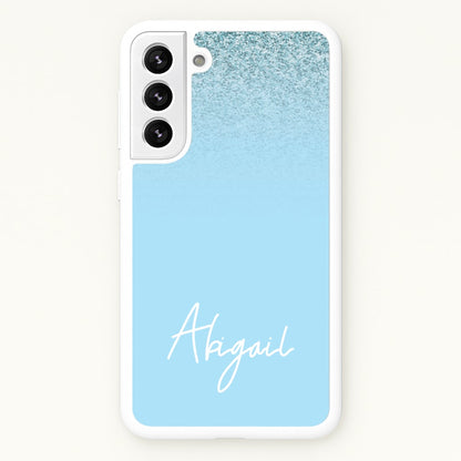 Blue Glitter Personalised Name  - Personalised Phone Case for Galaxy S22