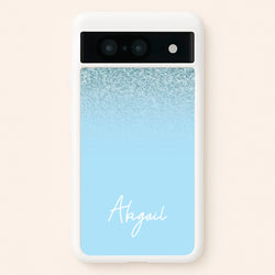 Blue Glitter Personalised Name  - Personalised Phone Case for Google Pixel 8