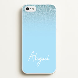 Blue Glitter Personalised Name  - Personalised Phone Case for iPhone 5 / 5s / SE 2016