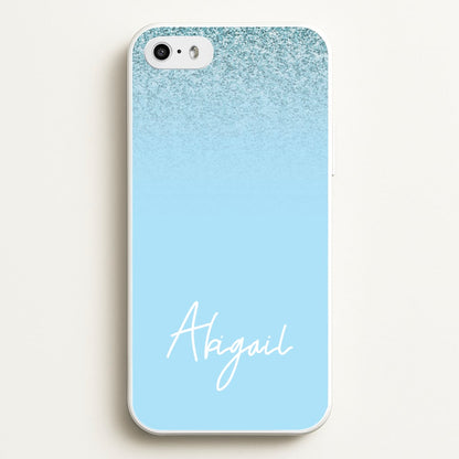 Blue Glitter Personalised Name  - Personalised Phone Case for iPhone 5 / 5s / SE 2016