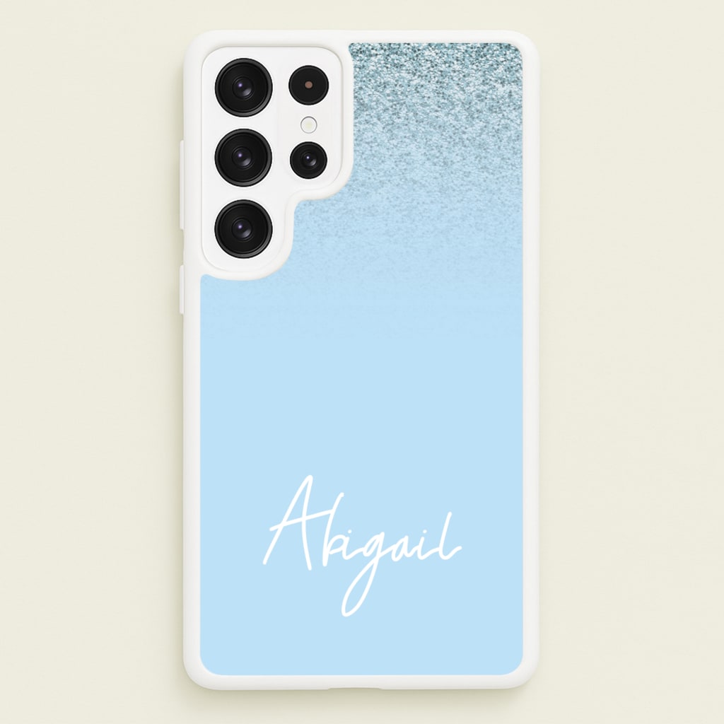 Blue Glitter Personalised Name  - Personalised Phone Case for Galaxy S22 Ultra