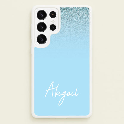 Blue Glitter Personalised Name  - Personalised Phone Case for Galaxy S22 Ultra