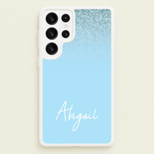 Blue Glitter Personalised Name  - Personalised Phone Case for Galaxy S22 Ultra
