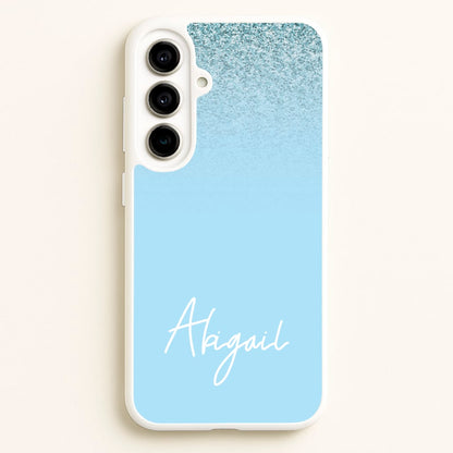 Blue Glitter Personalised Name  - Personalised Phone Case for Galaxy A56