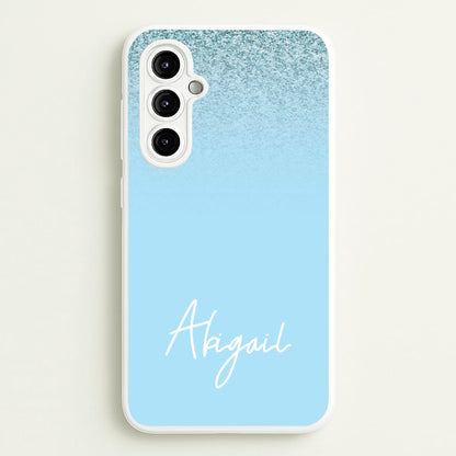Blue Glitter Personalised Name  - Personalised Phone Case for Galaxy A14