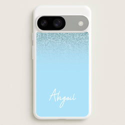 Blue Glitter Personalised Name  - Personalised Phone Case for Google Pixel 9 / 9 Pro